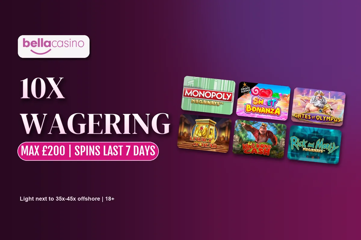 Bella Casino bonus wagering at 10x