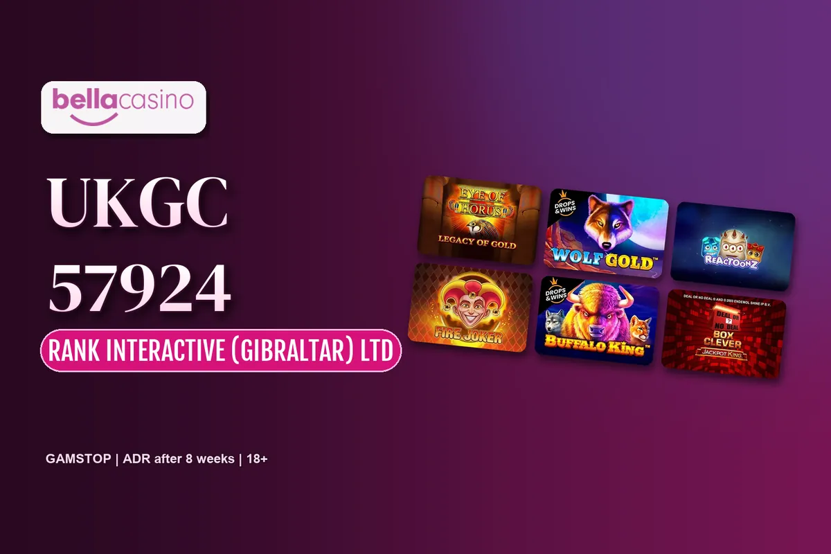 Bella Casino licence: UK Gambling Commission account 57924